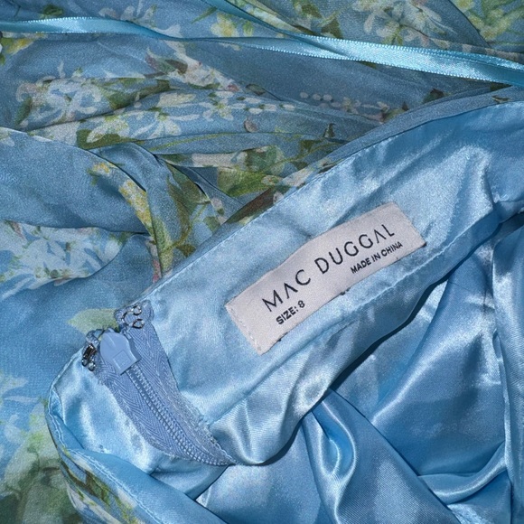 MAC DUGGAL RUFFLE TIERED FLORAL CUT-OUT CHIFFON GOWN - Picture 8 of 12